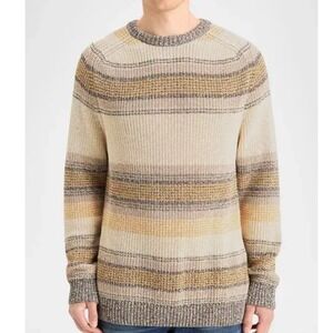 Scotch & Soda Sweater Mens XXL Cream Striped Cotton Knit Raglan Crewneck 178836